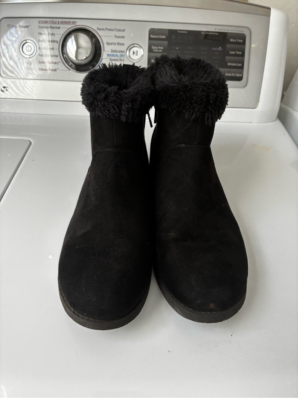 Target Black Faux-Fur Cuff Winter Ankle Boots girls size 5